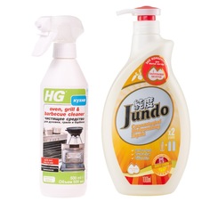HG средство д/духовки, гриля, барбекю 500 мл + концентрат д/посуды Jundo Juicy Lemon 1 л