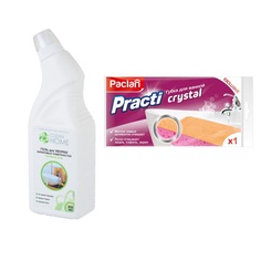 Гель для уборки акриловых поверхностей CLEAN HOME 0,8 л + Губка для ванной PACLAN ,1 шт