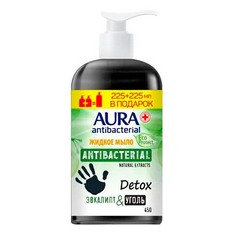 Крем-мыло Aura Eco Protect Detox с антибактериальным эффектом эвкалипт и уголь 450 мл