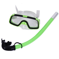 E33168 Набор для плавания детский маска+трубка ПВХ зеленый Спортекс