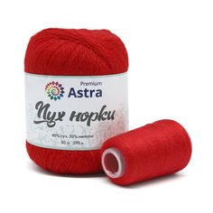 Пряжа Astra Premium 7732890_00014 Пух норки 010 ярко-красный