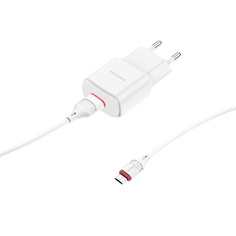 Сетевое зарядное устройство с кабелем micro USB Borofone BA48A Orion - Белое