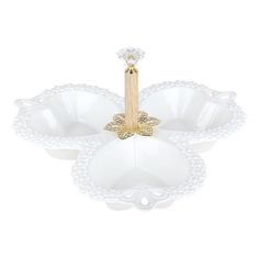 Менажница Коралл трехсекционная фарфор белая 25 см