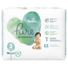 Подгузники Pampers Pure Protection 6-10 кг, размер 3, 31 шт.