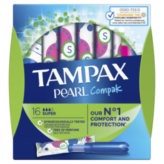 Тампоны Tampax Pearl Compak Super с аппликатором, 16 шт