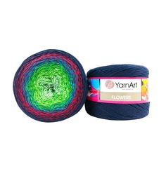 Пряжа YarnArt 7729483 Flowers 266 черный, бордовый, зеленый