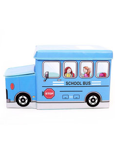 Короб для хранения игрушек Markethot Автобус Голубой, 55х25x25 см No Brand