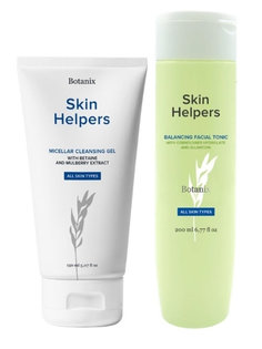 Набор двухэтапное очищение кожи Skin Helpers мицеллярный Гель 150 мл+тоник 200 мл Botanix