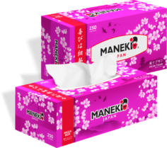 Салфетки бумажные Maneki SAKURA с ароматом сакуры 2 слоя белые 250 шт