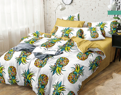 Постельное белье Mercury Home Ананасы Евро макси Поплин 4 наволочки