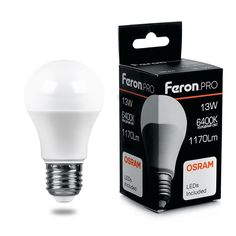 Лампа светодиодная (13W) 230V E27 6400K A60, LB-1013 Feron