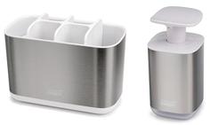 Органайзер для зубных щеток Joseph Joseph EasyStore Steel и диспенсер Presto Steel