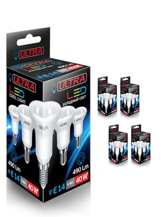 Светодиодная Лампочка Ultra Led R50 5W E14 4000K, комплект 5 шт.