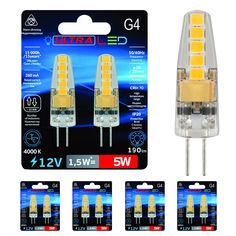 Светодиодная Лампочка ULTRA LED G4 1,5W 4000K 12V 220 Вт Блистер, комплект 10 шт.