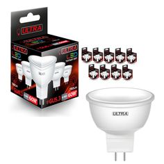 Лампочка Ultra Led LED MR16, Теплый свет, GU5.3, 8.5 Вт, Светодиодная, 10 шт.