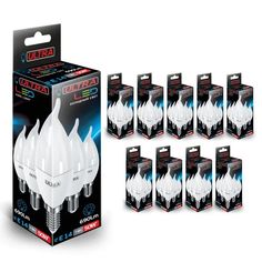 Лампочка свеча на ветру ULTRA LED LED F40 7W E14 4000K, комплект 10 шт.