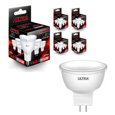 Лампочка Ultra Led LED MR16, Теплый свет, GU 5.3, 7 Вт, Светодиодная, 5 шт.