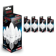 Светодиодная Лампочка ULTRA LED C37 5W E27 4000K, комплект 5 шт.