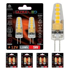 Светодиодная Лампочка ULTRA LED G4 1,5W 3000K 12V 220 Вт Блистер, комплект 10 шт.