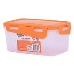 Рыжий Контейнер для СВЧ с крышкой, пластик, прямоугольный с защелками, 0,65л No Brand