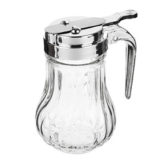 Сахарница с дозатором, кувшинчик, 11х9х7см, стекло, пластик, металл No Brand