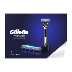 Подарочный набор мужской Gillette Proglide бритва Chrome с 1 кассетой + 4 касс.+подставка