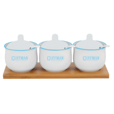Набор керамической посуды Guffman 0,15 л, белого цвета с голубыми ободками