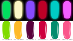 Гель-лаки Elpaza Glow In The Dark неоновые светятся в темноте(3, 6, 14, 17, 19, 23), 6 шт.