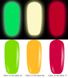Гель-лаки Elpaza Glow In The Dark неоновые, светятся в темноте (3, 6, 17), 3 шт.