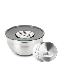 Миска GRATE IT 5л с крышкой 3 терки ATTRIBUTE STEEL ASG005