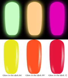 Неоновые гель-лаки Elpaza Glow In The Dark , светятся в темноте (4, 9, 12), 3 шт.