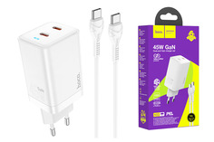 Сетевое зарядное устройство N23 Astral dual port(2C) (Type-C to Type-C) 45W белый Hoco
