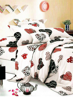 Простынь на резинке Simple House "Cuori (полисатин)" 90х200 см
