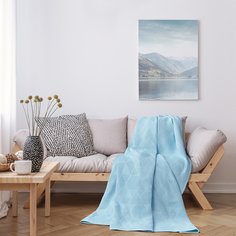 Жаккардовый плед LOVEME цвет голубой 180х190см, 100% хлопок