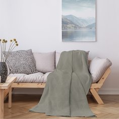 Жаккардовый плед LOVEME цвет "Серо-бежевый" 150х190см, 100% хлопок