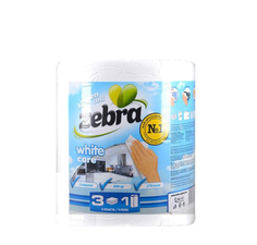Бумажные полотенца Zebra white 3-слойные 1 рулон Зебра