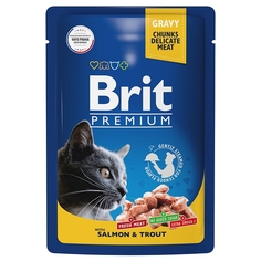 Влажный корм для кошек Brit Premium лосось и форель 14 шт х 85 гр Brit*