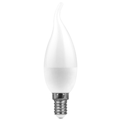 Лампа светодиодная FERON LB-570 38136 (9W) 230V E14 6400K свеча на ветру упаковка 10 шт.