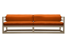 Прямой диван Диван Магнус сосна Дуб беленый, Оранжевый, вельвет АндерСон
