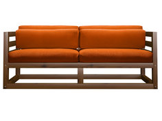 Прямой диван Магнус Мини сосна Орех, Оранжевый, вельвет АндерСон