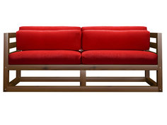 Прямой диван Магнус Мини сосна Орех, Красный, вельвет АндерСон