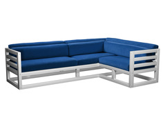 Угловой диван Магнус Угловой сосна Белая эмаль, Синий, вельвет, Правый АндерСон