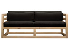 Прямой диван Магнус Мини сосна Сосна натуральная, Черный, вельвет АндерСон