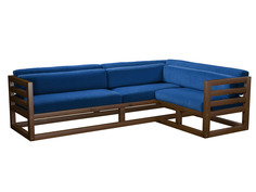 Угловой диван Магнус Угловой сосна Орех, Синий, вельвет, Правый АндерСон