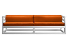 Прямой диван Диван Магнус сосна Белая эмаль, Оранжевый, вельвет АндерСон