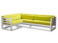 Угловой диван Магнус Угловой сосна Белая эмаль, Лимонный, вельвет, Левый АндерСон