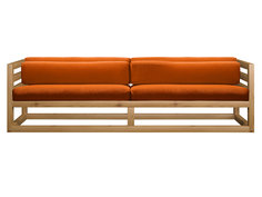 Прямой диван Диван Магнус сосна Сосна натуральная, Оранжевый, вельвет АндерСон