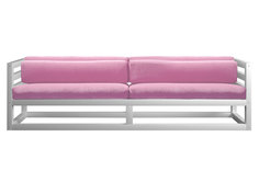 Прямой диван Диван Магнус сосна Белая эмаль, Розовый, вельвет АндерСон