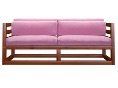 Прямой диван Магнус Мини сосна Вишня, Розовый, вельвет АндерСон