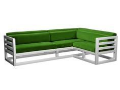 Угловой диван Магнус Угловой сосна Белая эмаль, Зеленый, вельвет, Правый АндерСон